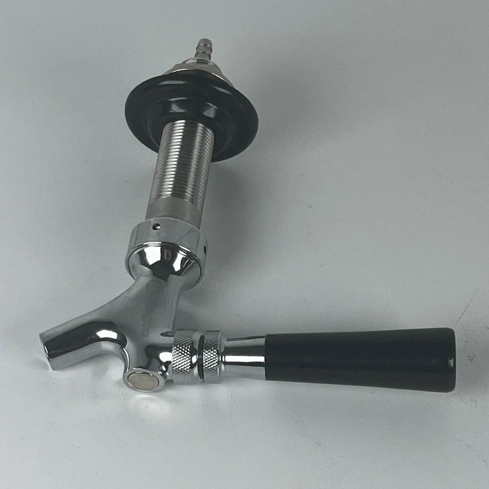 Kegco Chrome Draft Beer Faucet with Shank‎ and Black Tap Handle Assembly